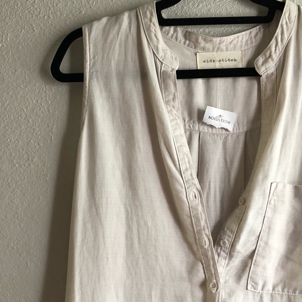 Sleeveless Band collar shirt dress